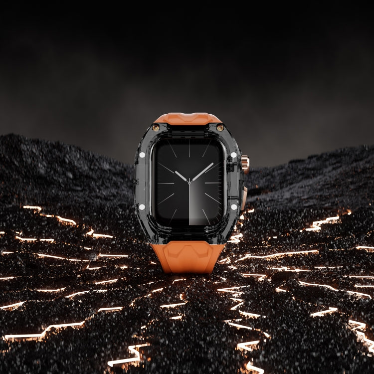 For Apple Watch SE 44mm Modified PC Hybrid TPU Watch Case Band(Orange Clear Black) - Watch Cases by PMc TechLife | Online Shopping South Africa | PMc TechLife | Buy Now Pay Later Mobicred