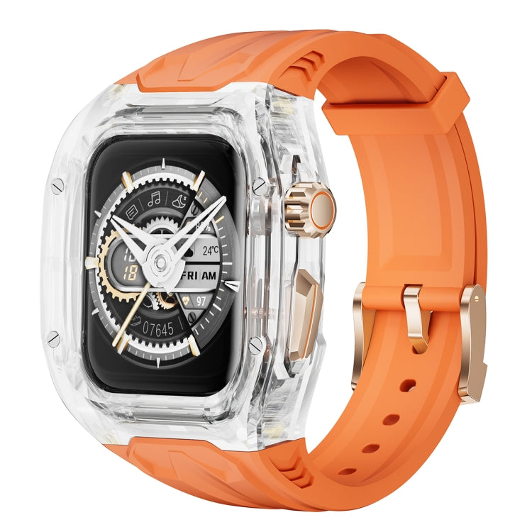 For Apple Watch SE 44mm Modified PC Hybrid TPU Watch Case Band(Orange Transparent) - free shipping - PMc TechLife - Order now!