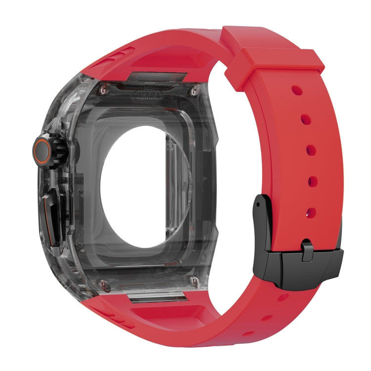 For Apple Watch SE 44mm Modified PC Hybrid TPU Watch Case Band(Red Clear Black) - free shipping - PMc TechLife - Order now!
