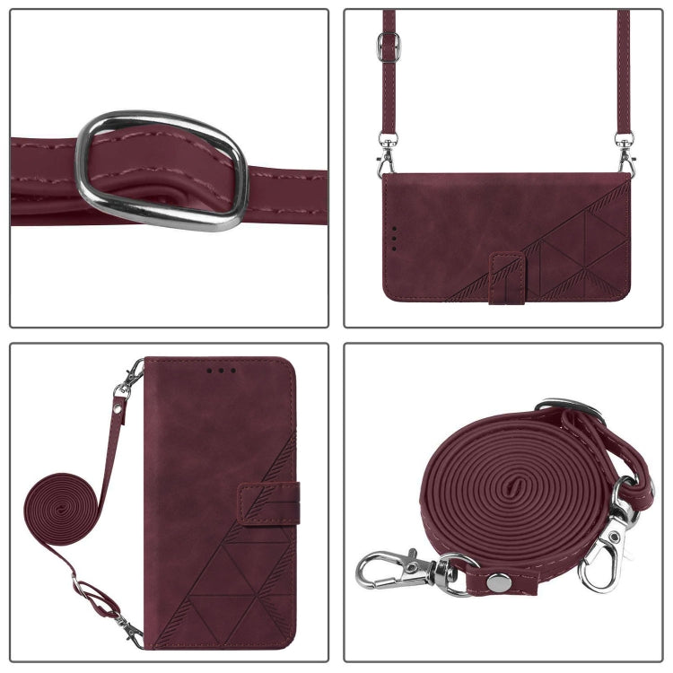 For Blackview Wave 6C Crossbody 3D Embossed Flip Leather Phone Case(Wine Red) - More Brand by PMC TechLife | Online Shopping South Africa | PMC TechLife | Buy Now Pay Later Mobicred