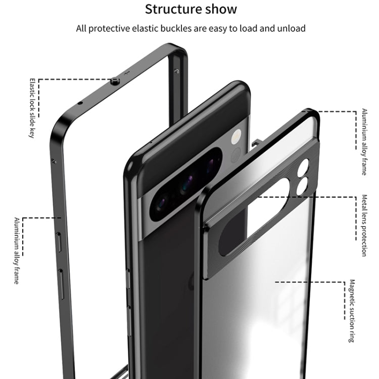 For Google Pixel 8 Snap Buckle Metal Frame Frosted Phone Case(Grey) - Google Cases by PMC TechLife | Online Shopping South Africa | PMC TechLife | Buy Now Pay Later Mobicred