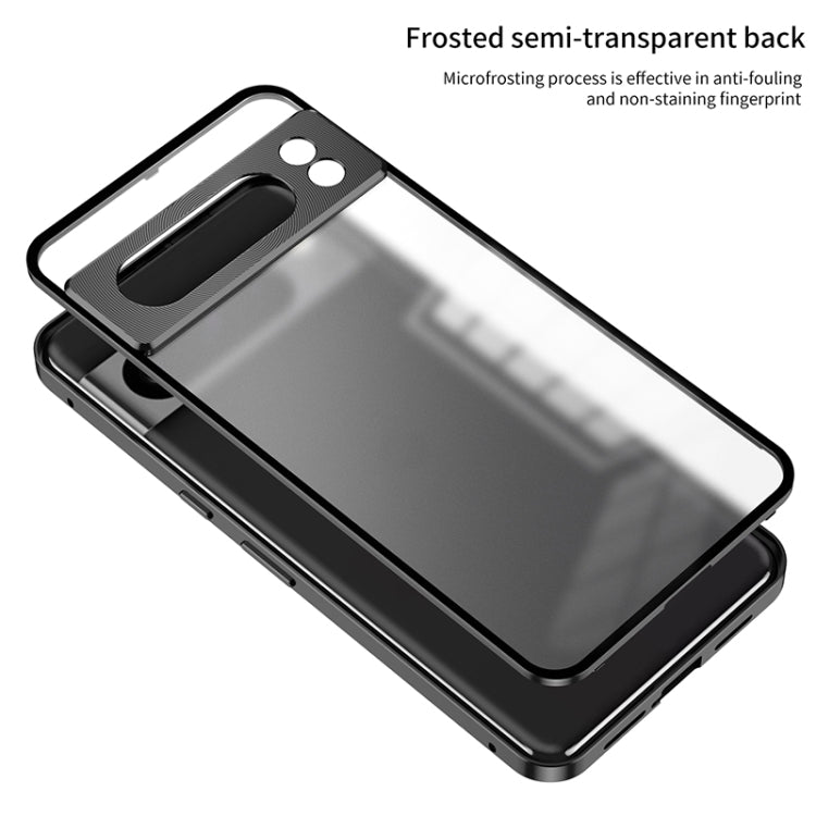 For Google Pixel 7a Snap Buckle Metal Frame Frosted Phone Case(Silver) - Google Cases by PMC TechLife | Online Shopping South Africa | PMC TechLife | Buy Now Pay Later Mobicred
