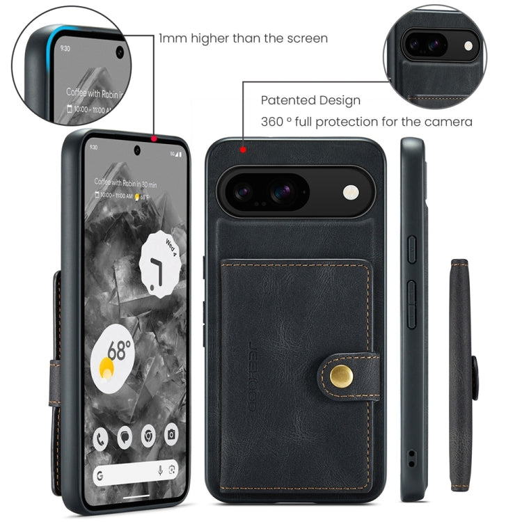 For Google Pixel 9 JEEHOOD J01 Retro Magnetic Detachable Wallet Phone Case(Black) - Google Cases by JEEHOOD | Online Shopping South Africa | PMC TechLife | Buy Now Pay Later Mobicred