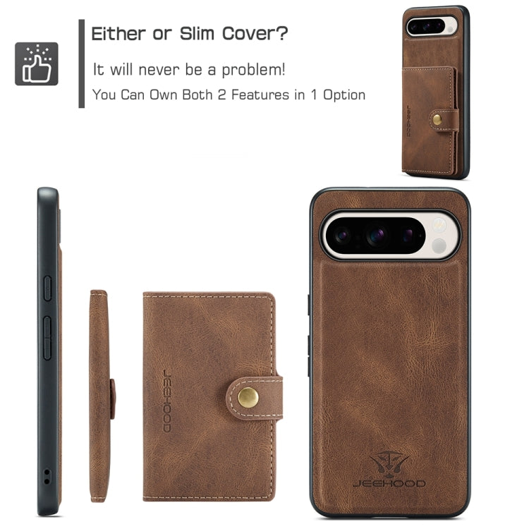 For Google Pixel 9 Pro JEEHOOD J01 Retro Magnetic Detachable Wallet Phone Case(Brown) - Google Cases by JEEHOOD | Online Shopping South Africa | PMC Jewellery | Buy Now Pay Later Mobicred