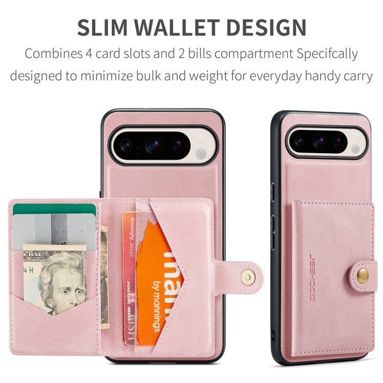 For Google Pixel 9 Pro JEEHOOD J01 Retro Magnetic Detachable Wallet Phone Case(Pink) - Google Cases by JEEHOOD | Online Shopping South Africa | PMC Jewellery | Buy Now Pay Later Mobicred