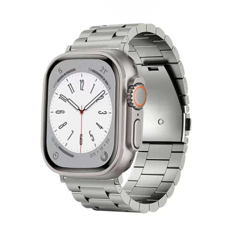 For Apple Watch Series 8 41mm 3-Bead Flat Buckle Titanium Alloy Watch Band(Silver) - free shipping - PMC TechLife - Order now!