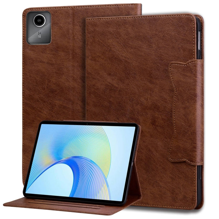 For Lenovo Xiaoxin Pad M11 2024 Cat Buckle Leather Tablet Case(Brown) - Lenovo by PMC Jewellery | Online Shopping South Africa | PMC Jewellery | Buy Now Pay Later Mobicred