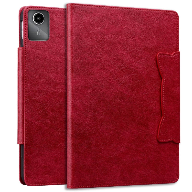 For Lenovo Xiaoxin Pad M11 2024 Cat Buckle Leather Tablet Case(Red) - Lenovo by PMC Jewellery | Online Shopping South Africa | PMC Jewellery | Buy Now Pay Later Mobicred