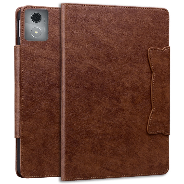 For Lenovo Tab K11 Plus / M11 Plus  Cat Buckle Leather Tablet Case(Brown) - Lenovo by PMC TechLife | Online Shopping South Africa | PMC TechLife | Buy Now Pay Later Mobicred