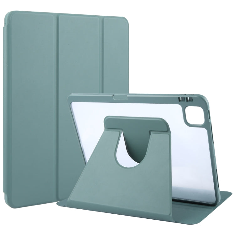 For iPad Air 13 2025 / 2024 GEBEI Acrylic TPU 3-folding Rotating Smart Tablet Leather Case withh Pen Slot(Dark Green) - iPad Air 13 2025 / 2024 Cases by GEBEI | Online Shopping South Africa | PMC Jewellery | Buy Now Pay Later Mobicred