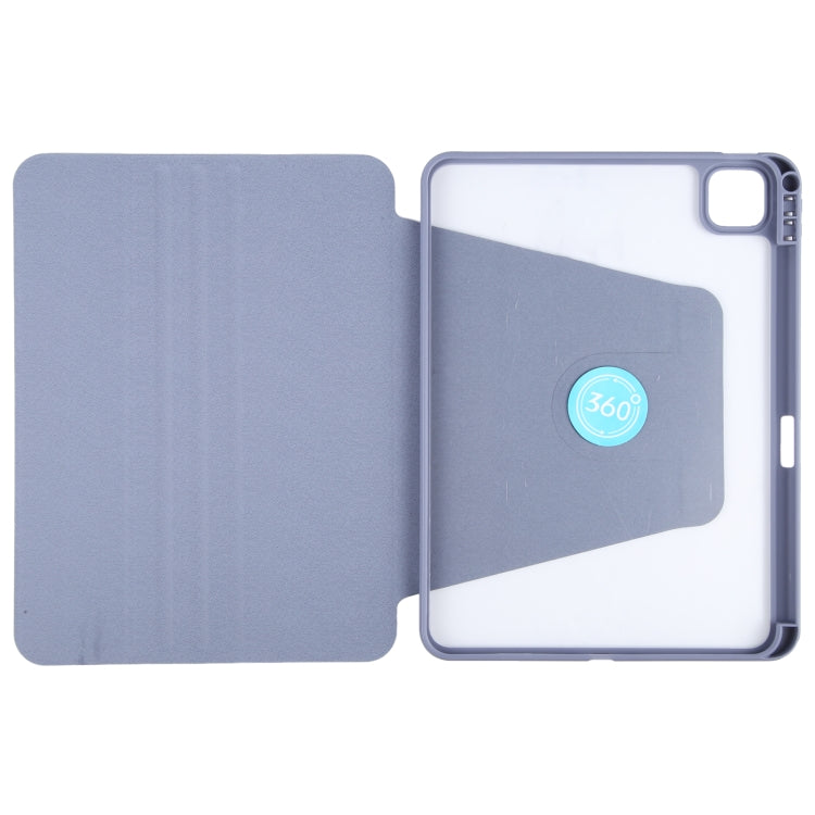 For iPad Air 13 2024 GEBEI Acrylic TPU 3-folding Rotating Smart Tablet Leather Case withh Pen Slot(Light Purple) - iPad Air 13 2024 Cases by GEBEI | Online Shopping South Africa | PMC Jewellery | Buy Now Pay Later Mobicred