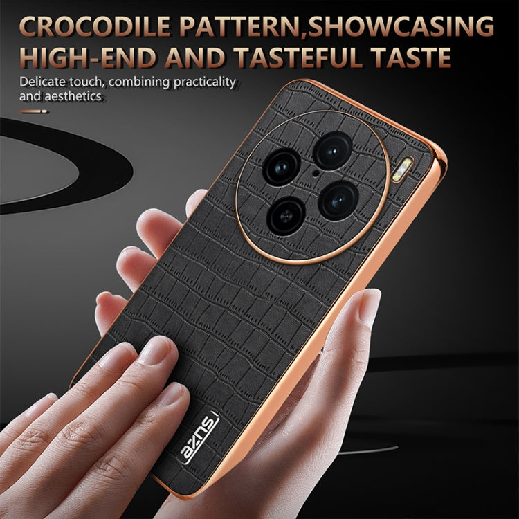 For vivo X100 Pro 5G / X100s Pro AZNS Electroplated Frame Crocodile Texture Full Coverage Phone Case(Black) - X100 Pro Cases by AZNS | Online Shopping South Africa | PMC Jewellery | Buy Now Pay Later Mobicred