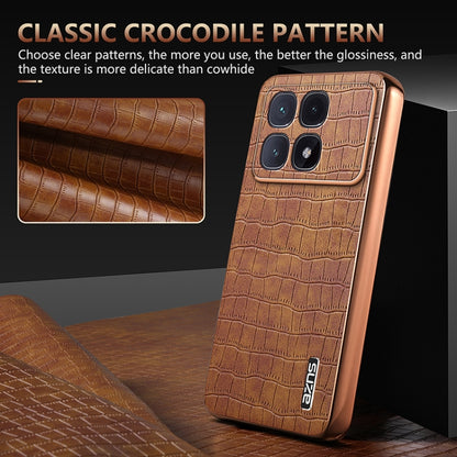 For Redmi K70 Ultra AZNS Electroplated Frame Crocodile Texture Full Coverage Phone Case(Brown) - Xiaomi Cases by AZNS | Online Shopping South Africa | PMC Jewellery | Buy Now Pay Later Mobicred