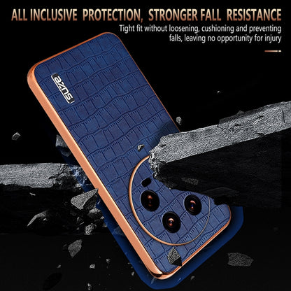 For Xiaomi 14 Ultra AZNS Electroplated Frame Crocodile Texture Full Coverage Phone Case(Brown) - 14 Ultra Cases by AZNS | Online Shopping South Africa | PMC Jewellery | Buy Now Pay Later Mobicred