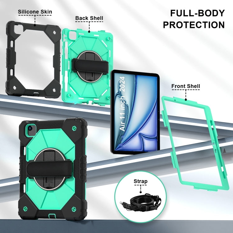 For iPad Air 11 2024 Contrast Color Robot Silicone Hybrid PC Tablet Case(Black Mint Green) - iPad Air 11 2024 Cases by PMC Jewellery | Online Shopping South Africa | PMC Jewellery | Buy Now Pay Later Mobicred