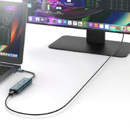 Onten UC123+ USB-C / Type-C to HDTV Multi-function HUB Docking Station with Button, Length:1.5m(Grey) - USB HUB by Onten | Online Shopping South Africa | PMC Jewellery | Buy Now Pay Later Mobicred