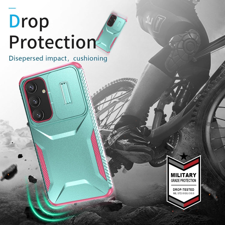 For Samsung Galaxy S25 5G / S24 5G Sliding Camshield Phone Case(Grey Green + Pink) - Galaxy S24 5G Cases by PMC Jewellery | Online Shopping South Africa | PMC Jewellery | Buy Now Pay Later Mobicred