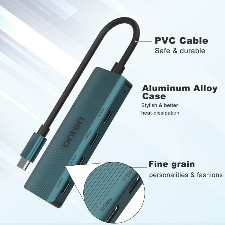 Onten UC620 10Gbps USB-C / Type-C to USB 3.2 Gen2 4 in 1 Multi-function HUB Docking Station, Length:13cm(Green) - USB HUB by Onten | Online Shopping South Africa | PMC Jewellery | Buy Now Pay Later Mobicred