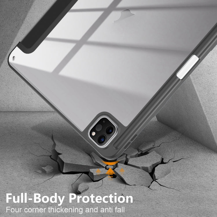 For iPad Air 11 2024 / Pro 11 2022 Acrylic 3-Fold Smart Leather Tablet Case(Black) - iPad Air 11 2024 Cases by PMC TechLife | Online Shopping South Africa | PMC TechLife | Buy Now Pay Later Mobicred
