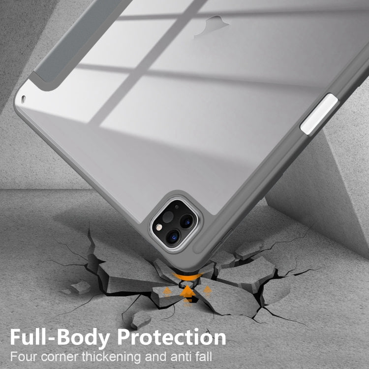 For iPad Air 11 2024 / Pro 11 2022 Acrylic 3-Fold Smart Leather Tablet Case(Grey) - iPad Air 11 2025 / 2024 Cases by PMC TechLife | Online Shopping South Africa | PMC TechLife | Buy Now Pay Later Mobicred
