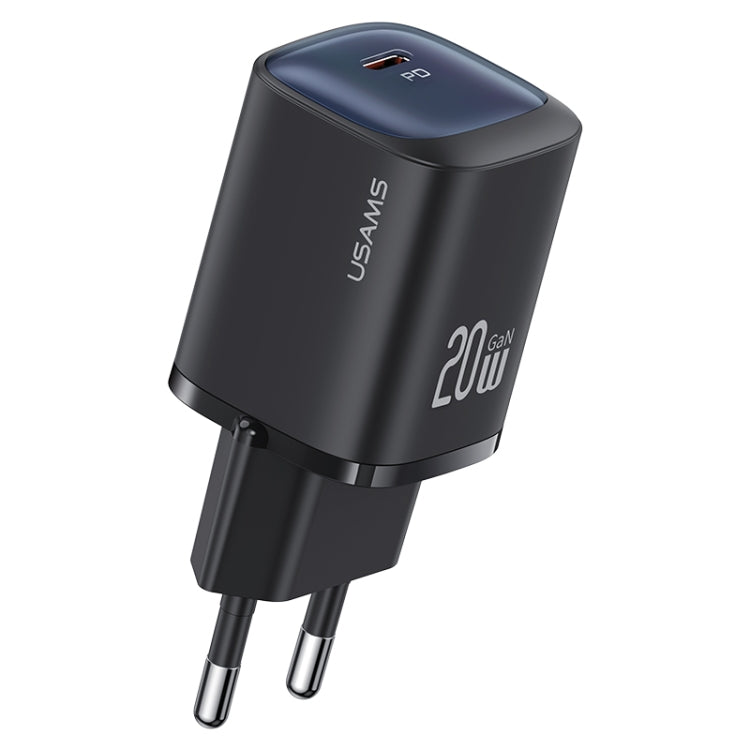 USAMS CC248 20W USB-C / Type-C GaN Fast Charger, EU Plug(Black) - USB Charger by USAMS | Online Shopping South Africa | PMC TechLife | Buy Now Pay Later Mobicred