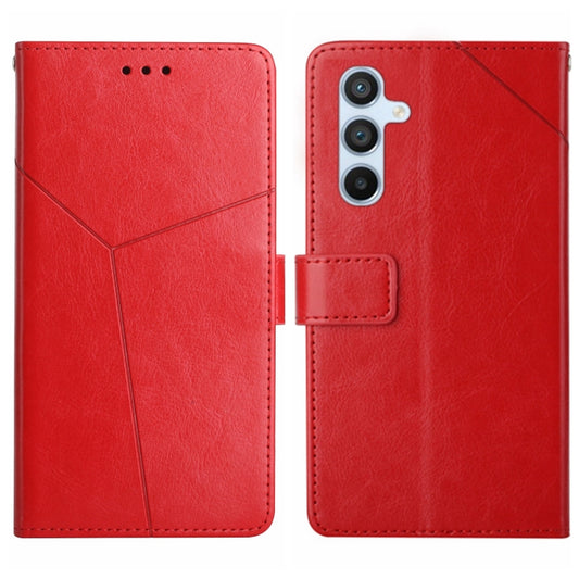 For Samsung Galaxy S25 5G Y-shaped Pattern Flip Leather Phone Case(Red) - Galaxy S25 5G Cases by PMC Jewellery | Online Shopping South Africa | PMC Jewellery | Buy Now Pay Later Mobicred