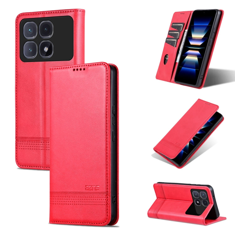 For Redmi K70 Ultra AZNS Magnetic Calf Texture Flip Leather Phone Case(Red) - Xiaomi Cases by AZNS | Online Shopping South Africa | PMC Jewellery | Buy Now Pay Later Mobicred