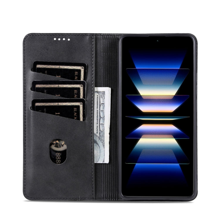 For Redmi Note 14 5G AZNS Magnetic Calf Texture Flip Leather Phone Case(Black) - Note 14 Cases by AZNS | Online Shopping South Africa | PMC Jewellery | Buy Now Pay Later Mobicred