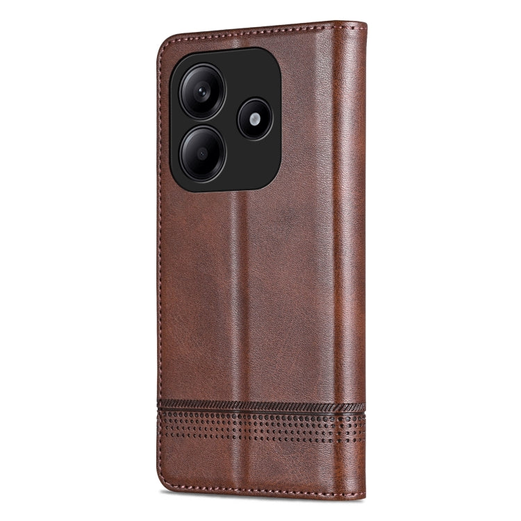 For Redmi Note 14 5G AZNS Magnetic Calf Texture Flip Leather Phone Case(Dark Brown) - Note 14 Cases by AZNS | Online Shopping South Africa | PMC Jewellery | Buy Now Pay Later Mobicred