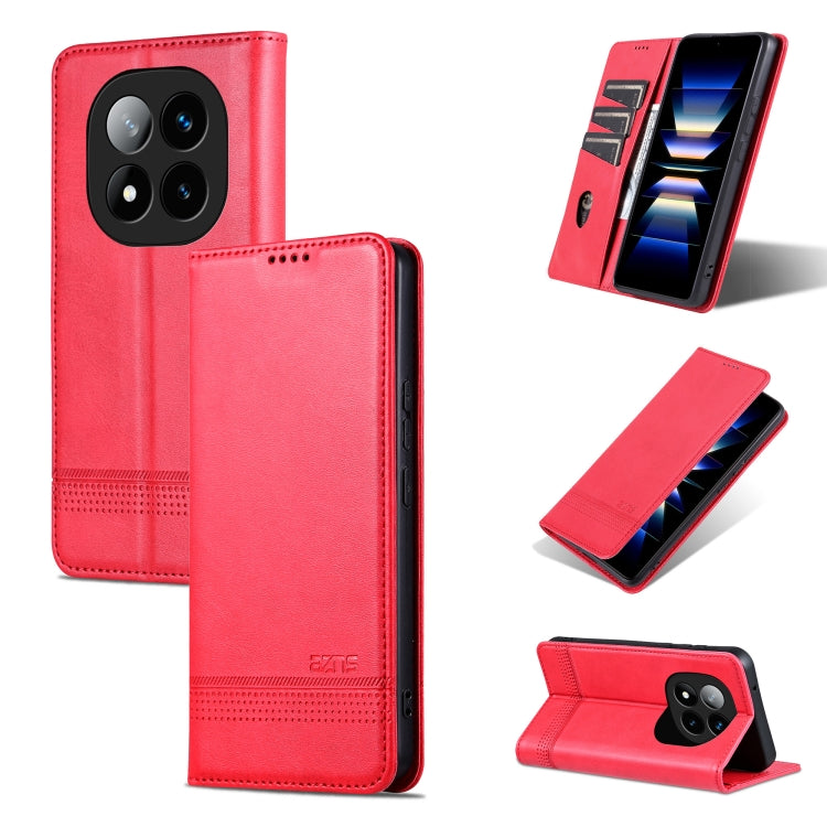 For Redmi Note 14 Pro 5G AZNS Magnetic Calf Texture Flip Leather Phone Case(Red) - Note 14 Pro Cases by AZNS | Online Shopping South Africa | PMC Jewellery | Buy Now Pay Later Mobicred