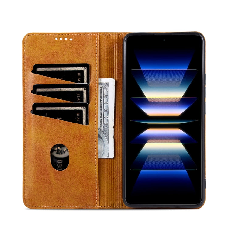 For Redmi Note 14 Pro 5G AZNS Magnetic Calf Texture Flip Leather Phone Case(Light Brown) - Note 14 Pro Cases by AZNS | Online Shopping South Africa | PMC Jewellery | Buy Now Pay Later Mobicred