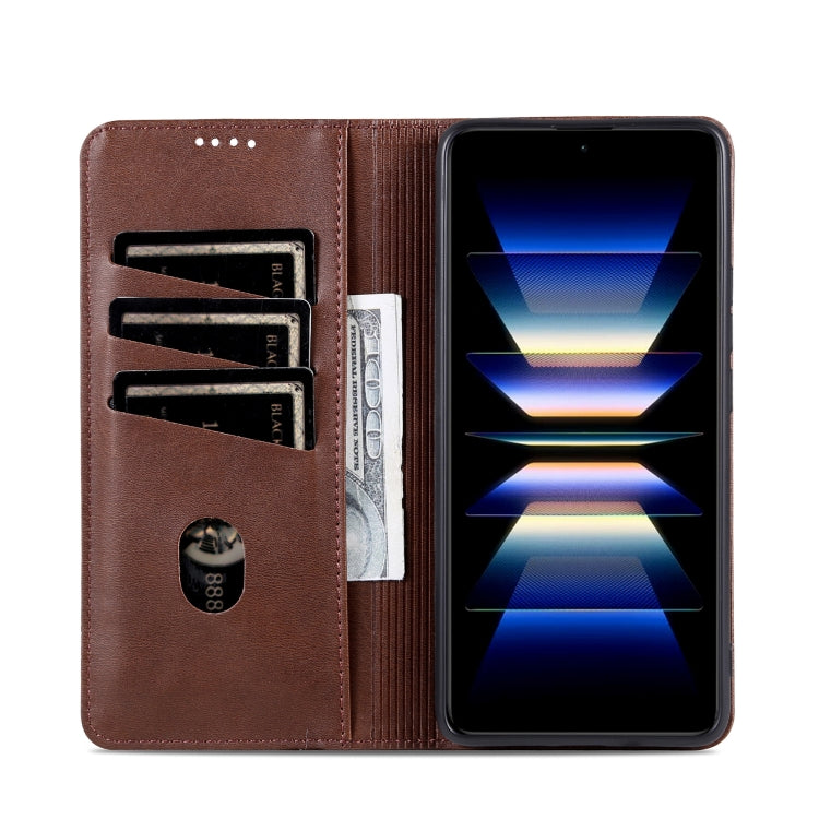 For Redmi Note 14 Pro 5G AZNS Magnetic Calf Texture Flip Leather Phone Case(Dark Brown) - Note 14 Pro Cases by AZNS | Online Shopping South Africa | PMC Jewellery | Buy Now Pay Later Mobicred