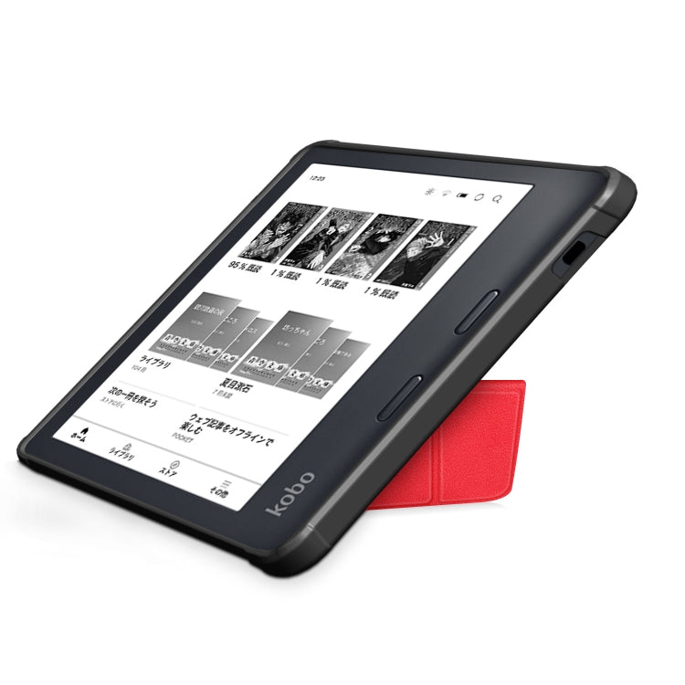 For Kobo Libra Colour 2024 Solid Color Deformation TPU Leather Smart Tablet Case(Red) - Others by PMC Jewellery | Online Shopping South Africa | PMC Jewellery | Buy Now Pay Later Mobicred