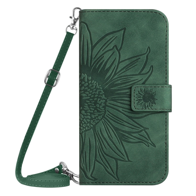 For Samsung Galaxy S25 5G Skin Feel Sun Flower Embossed Flip Leather Phone Case with Lanyard(Green) - Galaxy S25 5G Cases by PMC Jewellery | Online Shopping South Africa | PMC Jewellery | Buy Now Pay Later Mobicred