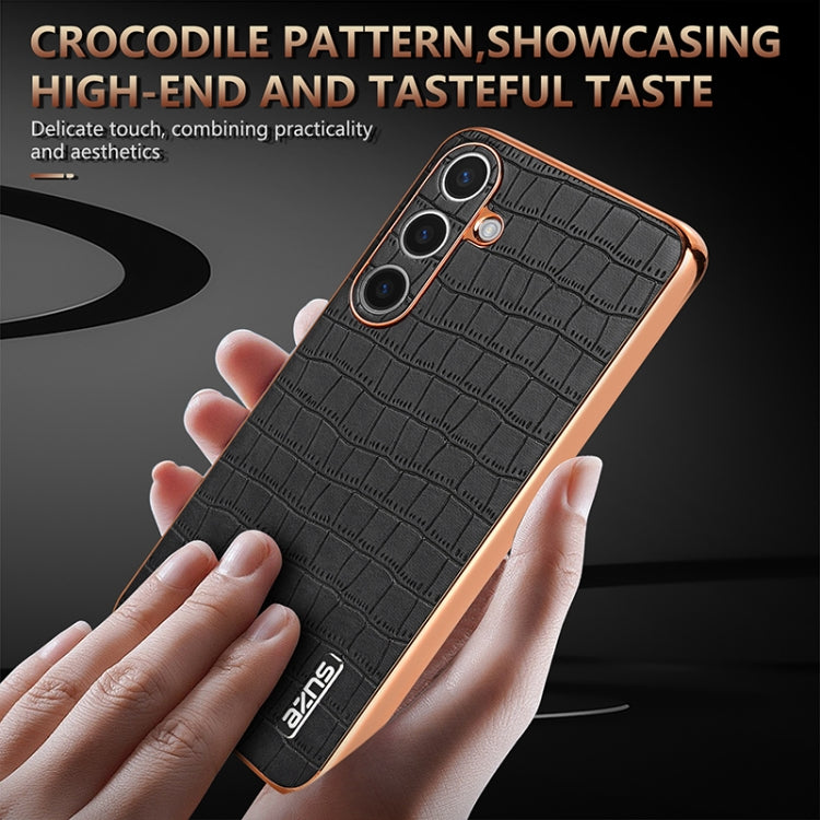 For Samsung Galaxy S25 5G AZNS Electroplated Frame Crocodile Texture Full Coverage Phone Case(Green) - free shipping - PMC Jewellery - Order now!
