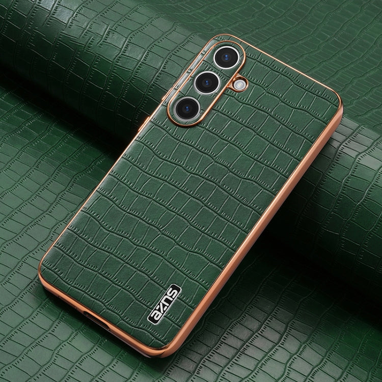 For Samsung Galaxy S25+ 5G AZNS Electroplated Frame Crocodile Texture Full Coverage Phone Case(Green) - Galaxy S25+ 5G Cases by AZNS | Online Shopping South Africa | PMC Jewellery | Buy Now Pay Later Mobicred