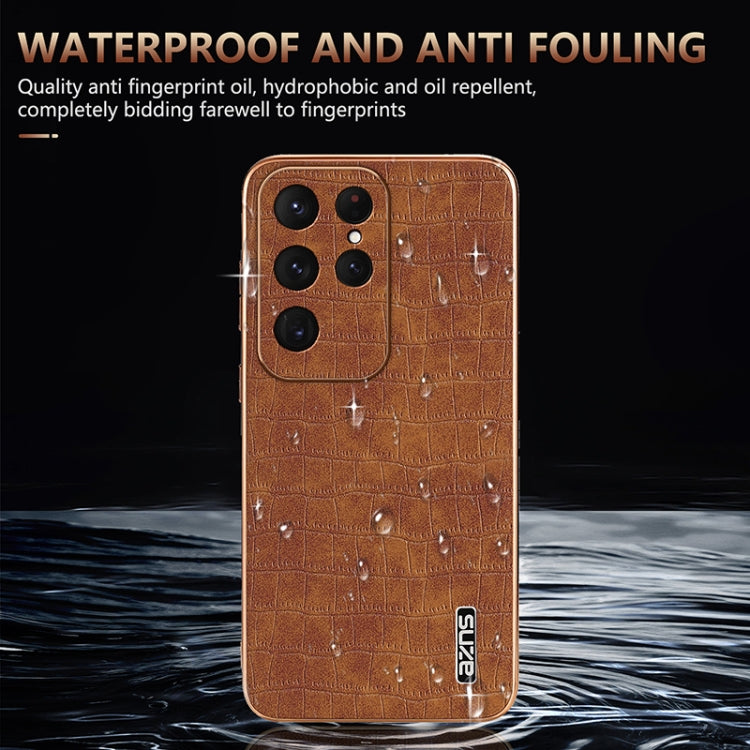 For Samsung Galaxy S25 Ultra 5G AZNS Electroplated Frame Crocodile Texture Full Coverage Phone Case(Blue) - Galaxy S25 Ultra 5G Cases by AZNS | Online Shopping South Africa | PMC Jewellery | Buy Now Pay Later Mobicred