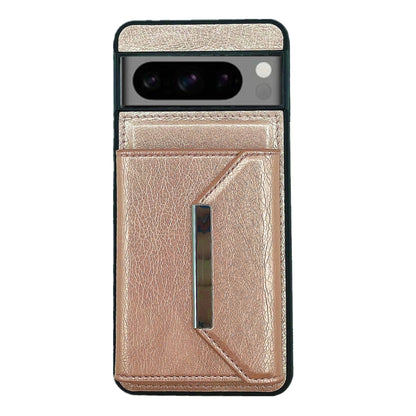 For Google Pixel 9 / 9 Pro Solid Color Metal Buckle Card Slots Bag Phone Case(Rose Gold) - Google Cases by PMC Jewellery | Online Shopping South Africa | PMC Jewellery | Buy Now Pay Later Mobicred