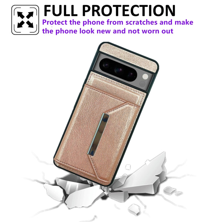 For Google Pixel 9 / 9 Pro Solid Color Metal Buckle Card Slots Bag Phone Case(Rose Gold) - free shipping - PMC TechLife - Order now!