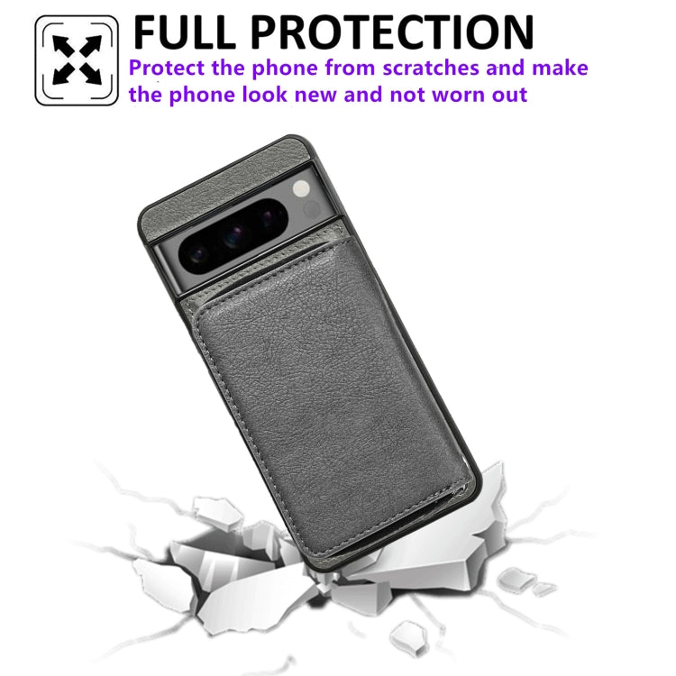 For Google Pixel 9 / 9 Pro Solid Color Zipper 11-Card Slots Bag Phone Case with Lanyard(Grey) - Google Cases by PMC TechLife | Online Shopping South Africa | PMC TechLife | Buy Now Pay Later Mobicred