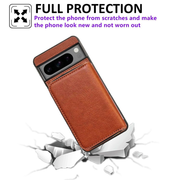 For Google Pixel 9 / 9 Pro Solid Color Zipper 11-Card Slots Bag Phone Case with Lanyard(Brown) - free shipping - PMC TechLife - Order now!