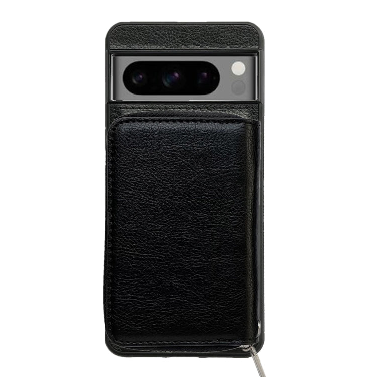 For Google Pixel 8a Solid Color Zipper 11-Card Slots Bag Phone Case with Lanyard(Black) - Google Cases by PMC TechLife | Online Shopping South Africa | PMC TechLife | Buy Now Pay Later Mobicred