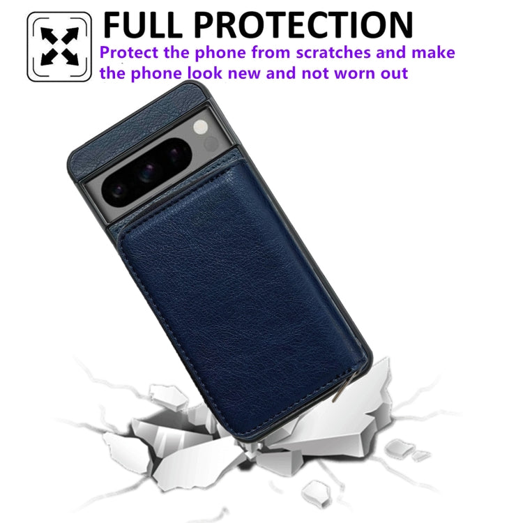 For Google Pixel 7a Solid Color Zipper 11-Card Slots Bag Phone Case with Lanyard(Blue) - Google Cases by PMC TechLife | Online Shopping South Africa | PMC TechLife | Buy Now Pay Later Mobicred