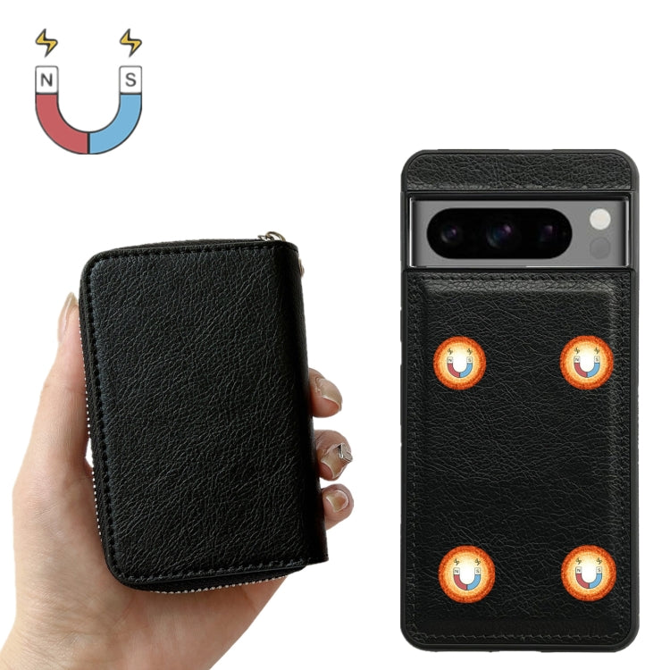 For Google Pixel 7 Solid Color Zipper 11-Card Slots Bag Phone Case with Lanyard(Black) - Google Cases by PMC TechLife | Online Shopping South Africa | PMC TechLife | Buy Now Pay Later Mobicred