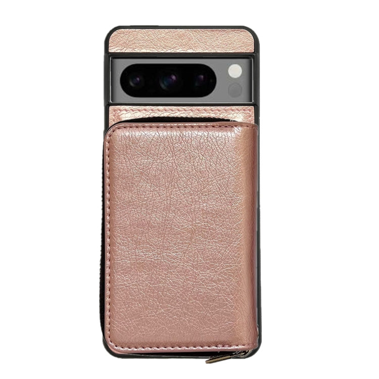 For Google Pixel 6a Solid Color Zipper 11-Card Slots Bag Phone Case with Lanyard(Rose Gold) - Google Cases by PMC TechLife | Online Shopping South Africa | PMC TechLife | Buy Now Pay Later Mobicred