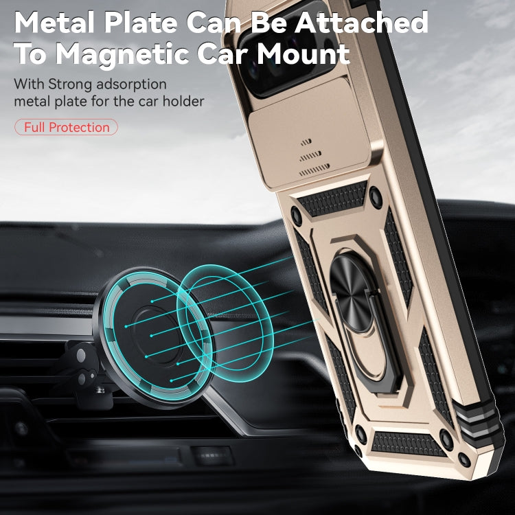 For Google Pixel 9 Pro Sliding Camshield Holder Phone Case(Gold) - Google Cases by PMC TechLife | Online Shopping South Africa | PMC TechLife | Buy Now Pay Later Mobicred