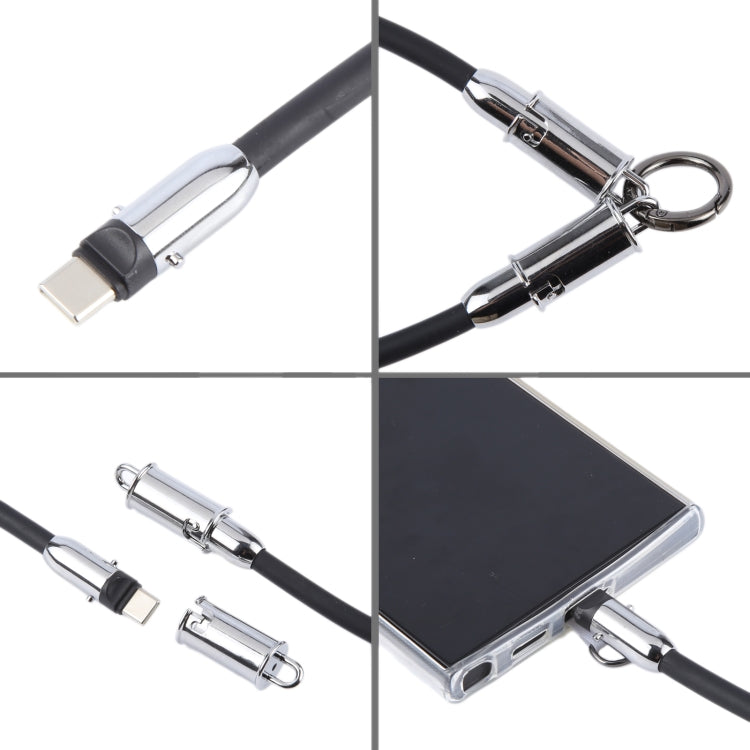USB-C / Type-C to Type-C Data Cable Phone Anti-lost Short Lanyard, Length: 30cm(Grey Braid) - USB-C & Type-C Cable by PMc TechLife | Online Shopping South Africa | PMc TechLife | Buy Now Pay Later Mobicred