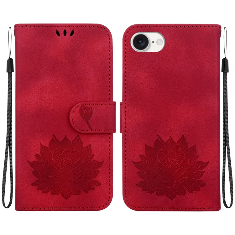 For iPhone SE 2024 Lotus Embossed Leather Phone Case(Red) - More iPhone Cases by PMC Jewellery | Online Shopping South Africa | PMC Jewellery | Buy Now Pay Later Mobicred