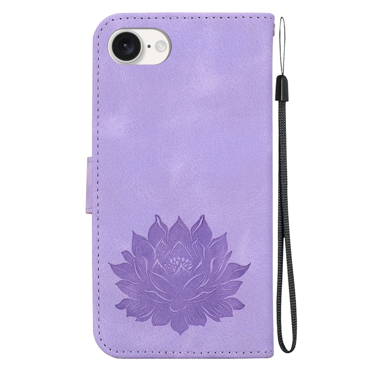 For iPhone SE 2024 Lotus Embossed Leather Phone Case(Purple) - More iPhone Cases by PMC Jewellery | Online Shopping South Africa | PMC Jewellery | Buy Now Pay Later Mobicred