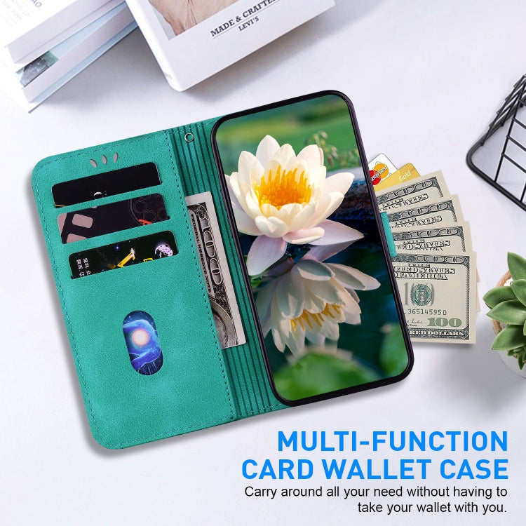 For iPhone 16 Plus Lotus Embossed Leather Phone Case(Green) - iPhone 16 Plus Cases by PMC TechLife | Online Shopping South Africa | PMC TechLife | Buy Now Pay Later Mobicred